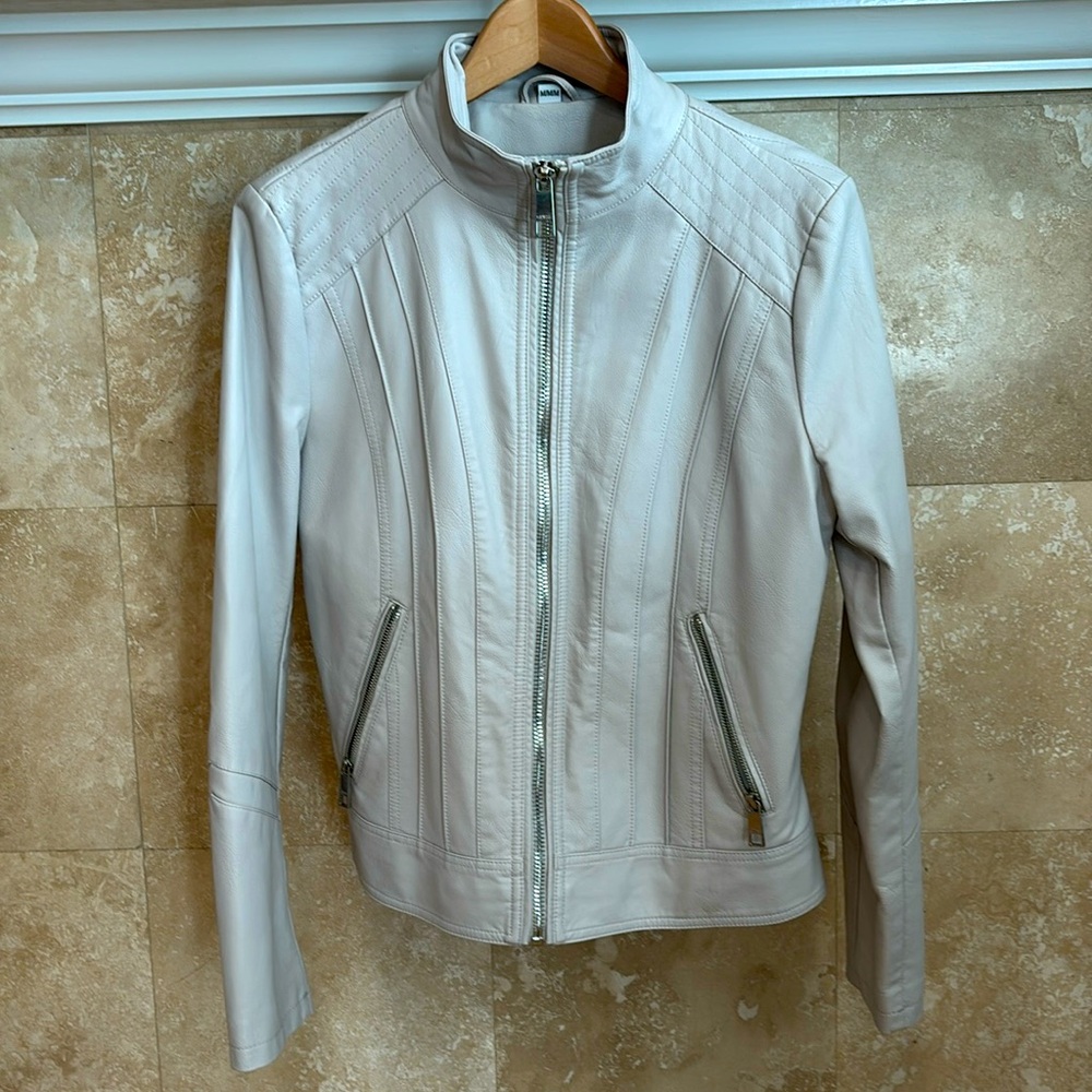 Light Gray Moto Leather Jacket